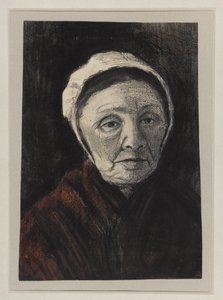 Head of an old woman in a Scheveninger cap, 1882-83 by Vincent van Gogh