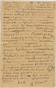 Page of a Letter from Vincent to His Brother Theo, Executed in Arles