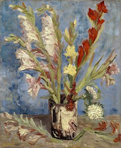 Vase with Gladioli and China Asters by Vincent van Gogh