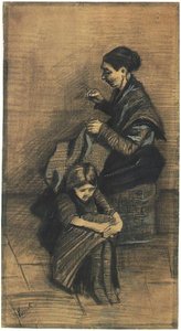 Sien Sitting on a Basket with a Girl