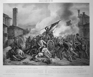 The Battle of Albergo della Campana at Mestre on 27th October 1848 during the siege of Venice in 1848-9 by Vincenzo (after) Giacomelli