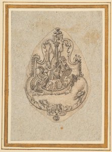 Design for a pendant depicting Bacchus at sea