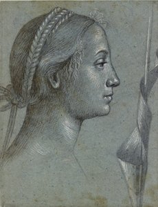 Head of a Woman with a Pennant wound round a Pole, late 15th century by Vittore Carpaccio