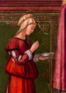 The Birth of the Virgin, cycle of the Scuola degli Albanesi, circa 1502/03 by Vittore Carpaccio
