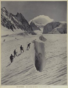 In the Dauphine region of the French Alps: a crevasse on the Glacier Blanc on the Barre des Ecrins by Vittorio Sella