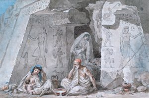 Egyptian Family Outside an Ancient Tomb, 19th Century by Vivant Denon