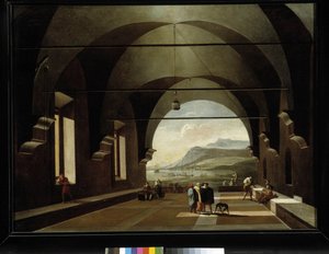 Vaulted Gallery with Marine Landscape in the Background