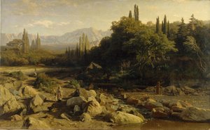 The Crimea. Mountain Landscape with River by Vladimir Donatovich Orlovsky