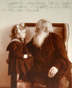 Russian author Leo Tolstoy with his granddaughter Tatiana, Yasnaya Polyana, Russia