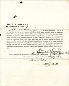Loyalty oath of Wm. L. Ewing of Missouri, County of St. Louis by W.L. Ewing