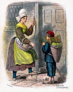 French Woman and Child Selling Fruit