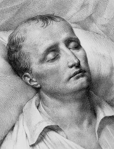 Portrait of Napoleon Bonaparte on his deathbed, lithograph