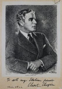 Portrait of Sir Charles Spencer Chaplin, English actor and director by John Ward Dunsmore