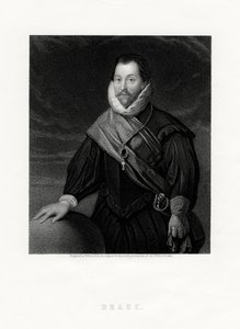 Sir Francis Drake, English privateer, navigator, naval pioneer, politician by W. Holl