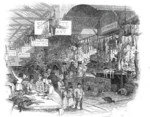 Leadenhall Market, on Christmas Eve, 1845 by W. J. Linton