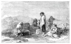 Pilgrims to the Holy Well (by F.W. Topham, from the new water colour exhibition, 1845) by W. J. Linton