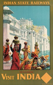 Visit India, Udaipur, an advertising poster for Indian State Railways