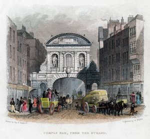Temple Bar, from the Strand, London, 1829