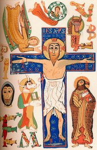Crucifixion with decorated letters, c. 790 AD, 1849