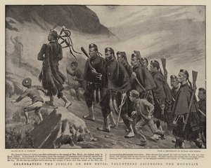 Celebrating the Jubilee on Ben Nevis, Volunteers ascending the Mountain by Walter Charles Horsley