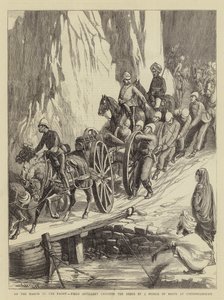 On the March to the Front, Field Artillery Crossing the Indus by a Bridge of Boats at Khooshiahgurh by Walter Charles Horsley