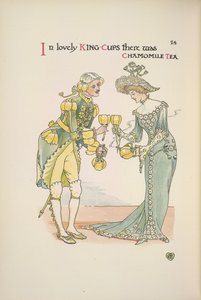 A man and a woman holding cups of chamomile tea by Walter Crane