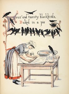 Four and twenty blackbirds baked in a pie by Walter Crane