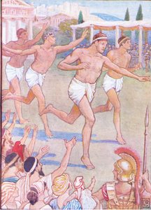 In the earliest times, a simple footrace was the only event, illustration from The Story of Greece