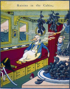 Raisins in the cabin, scene in a boat cabin with a bunch of grapes in the foreground - in Routledge