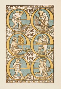 Rhyming Words Illustrating the Use of the Letter E. The Golden Primer by Walter Crane