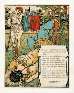 The Giant Breaks His Neck from The Blue Beard Picture Book by Walter Crane