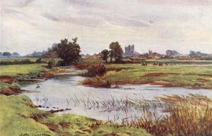 Wessex: The Stour, Wimborne Minster in the Distance by Walter Frederick Roofe Tyndale