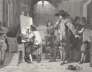 Sebastian Gomez Discovered by His Master, Murillo, At Work (from Illustrated L...) by Walter George Mason