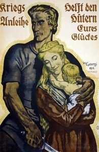 World War I 1914-1918. German poster for subscribers to War Loan bonds