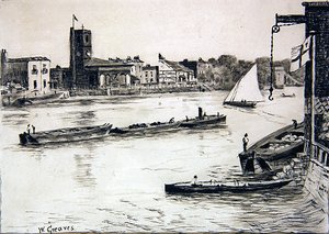 Chelsea Old Church from Battersea by Walter Greaves