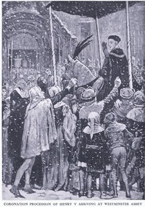 Coronation procession of Henry V arriving at Westminster Abbey 1413 by Walter Paget