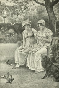 Jane Austen, Sewing, with Her Sister Cassandra in the Rectory Garden