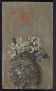 Sweet Violets - White and Blue Violets in a Patterned Bowl by Walter Richard Sickert