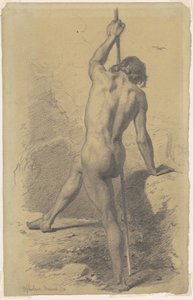 Male Nude with Staff by Walter Shirlaw