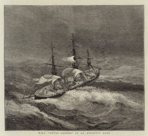 HMS Royal Alfred in an Atlantic Gale by Walter William May