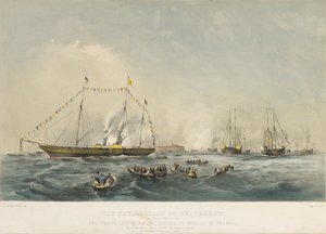 The Boarding of Prince Frederick William IV of Prussia and His Wife Elizabeth of Bavaria on Board the Ship Victoria and Albert, at Gravesend, England by Walter William May