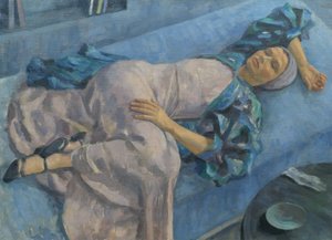 Grete Gamerith on Blue Couch
