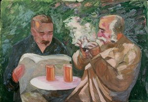 Men in a Tavern Garden by Walther Gamerith