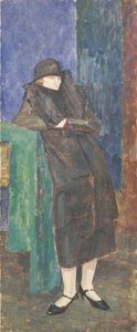 Standing Lady with Fur Collar and Black Hat