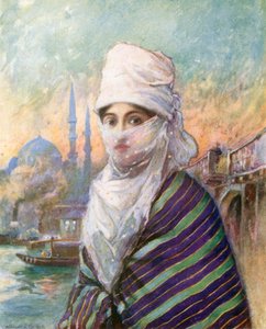 A Turkish Lady in Outdoor Dress by Warwick (after) Goble