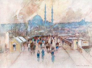 A Wet Day on the Galata Bridge by Warwick (after) Goble