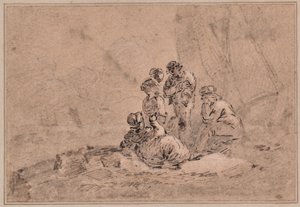 Group of Fisherfolk Beside the Sea Shore