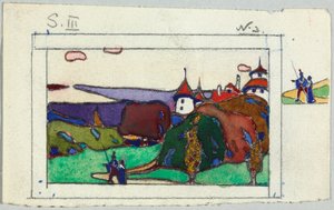 Landscape with Couple in Medieval Costume, verso: Fragment of an Armored Knight by Wassily Kandinsky