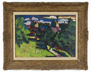 Murnau - view with castle, church and railway by Wassily Kandinsky