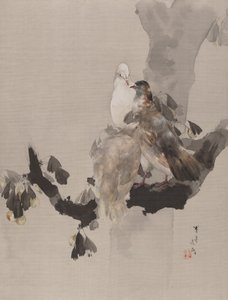 Pigeons in a Tree by Watanabe Seitei